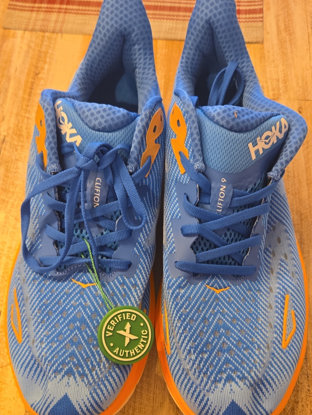 Hoka Men's Clifton 9 Blue with Orange Accents